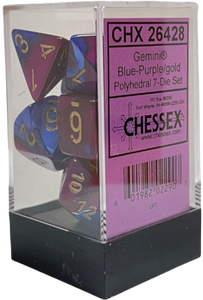 Chessex Dice: Gemini Blue-Purple/Gold Polyhedral 7-Dice Set