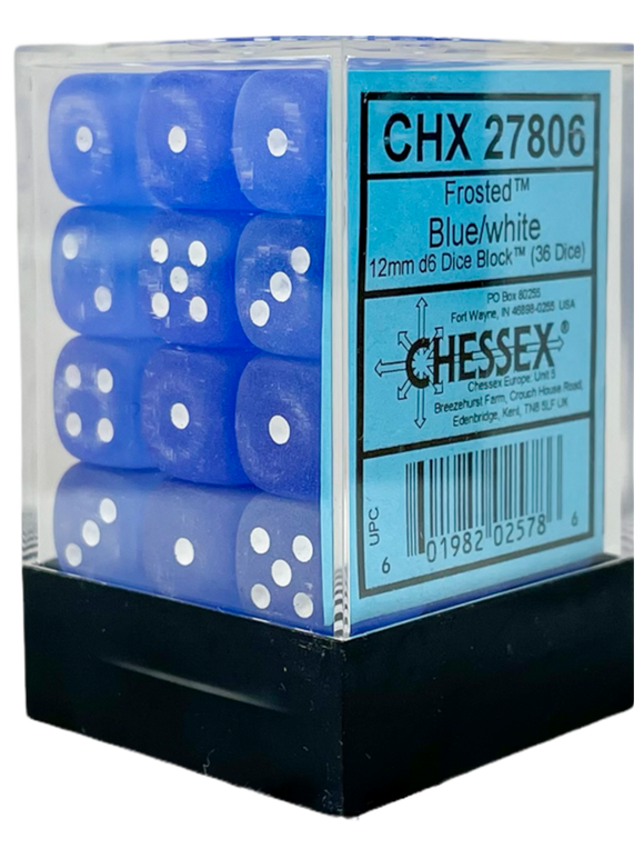 Chessex Dice: Frosted Blue/White 12mm D6