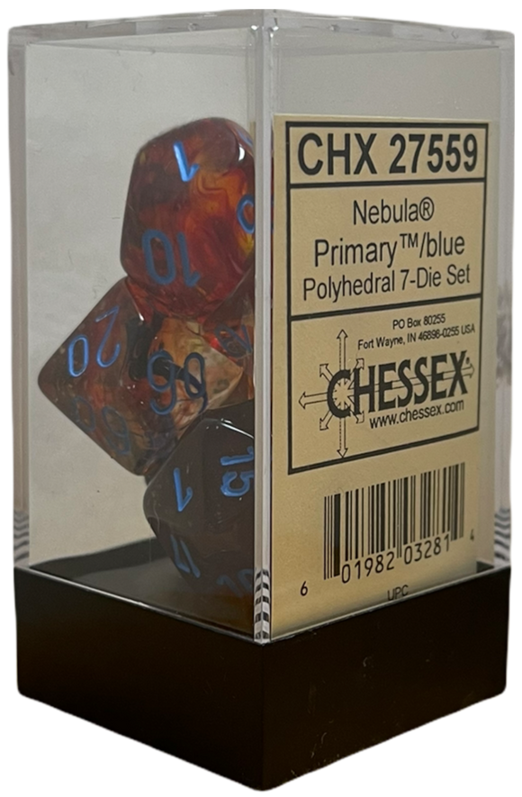 Chessex Dice: Nebula Primary/Blue Polyhedral 7-Dice Set